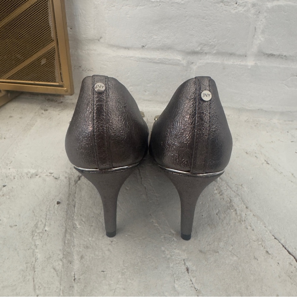 Jones New York Bronze Metallic Pointed Toe Heels 7.5 JNY Buckle Pumps - Picture 5 of 8
